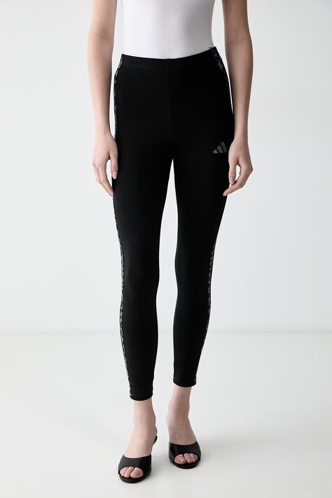 adidas legginsy damskie bawełniane z elastanem Leopard Pack czarne high waist KS7984