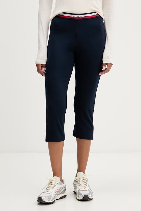 Tommy Jeans κολάν γυναικεία με βισκόζη σκούρα μπλε ψηλή DW0DW22950