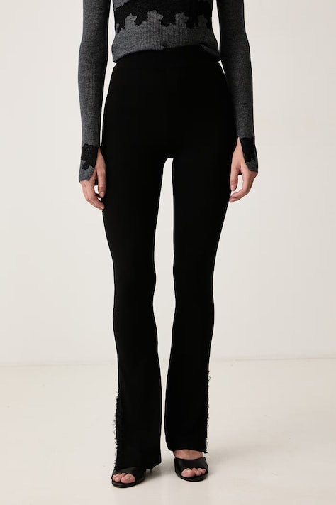 Ermanno Scervino LIFE Legginsy damskie z wiskozy czarne high waist D494P300SQW