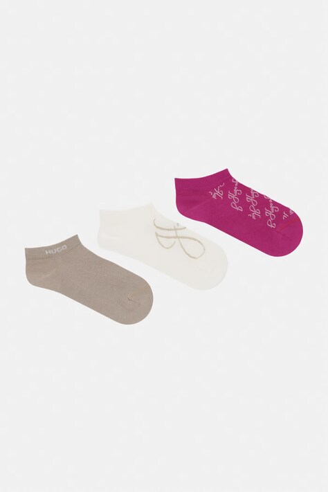 HUGO ponožky dámské s bavlnou 3P AS MONOGRAM CC W 3-pack béžové 50564634