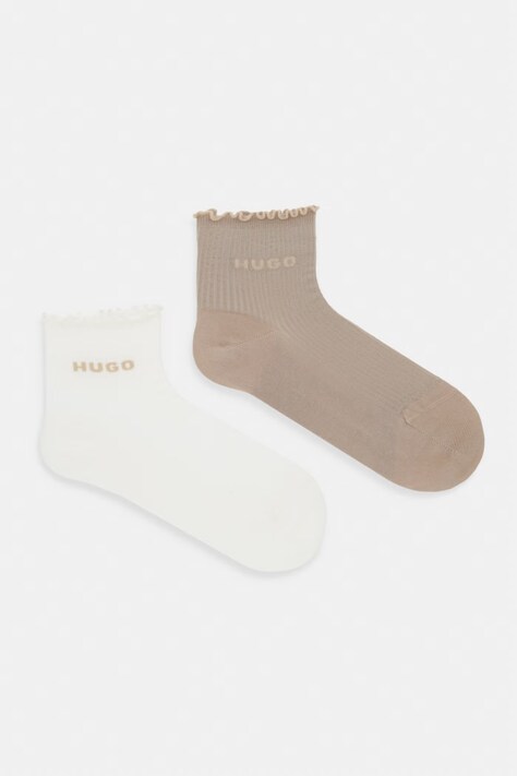 HUGO skarpety damskie z bawełną 2P SH LETTUCE CC W 2-pack beżowe 50560891