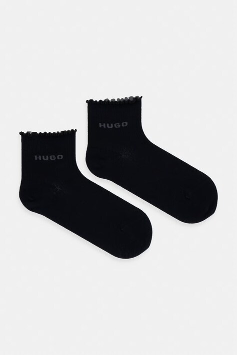 HUGO skarpety damskie z bawełną 2P SH LETTUCE CC W 2-pack czarne 50560891