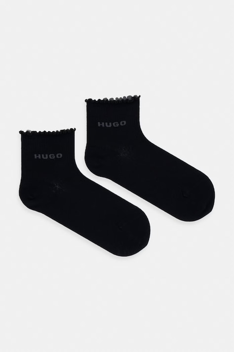 HUGO skarpety damskie z bawełną 2P SH LETTUCE CC W 2-pack czarne 50560891