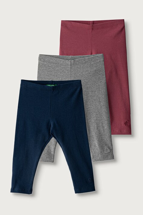 United Colors of Benetton Legíny dětské bavlněné s elastanem 3-pack vícebarevné regular waist 3MT1GF055