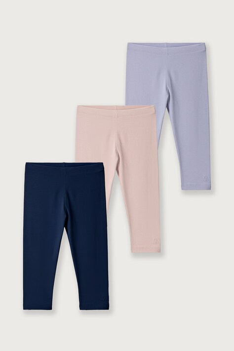 United Colors of Benetton Legginsy dziecięce bawełniane z elastanem 3-pack multicolor regular waist 3MT1GF055