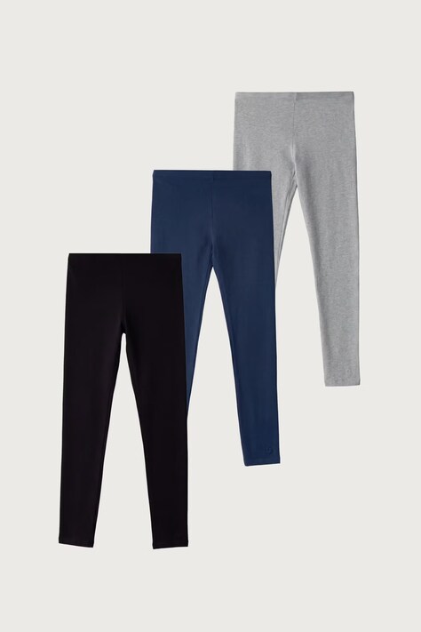 United Colors of Benetton Colanți pentru copii din bumbac cu elastan pachet de 3 gri regular waist 3MT1CF06P
