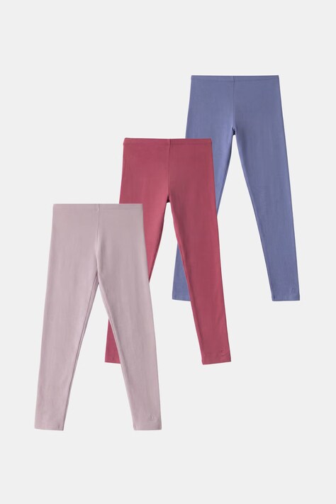 United Colors of Benetton Colanți pentru copii din bumbac cu elastan pachet de 3 roz high waist 3MT1CF06P