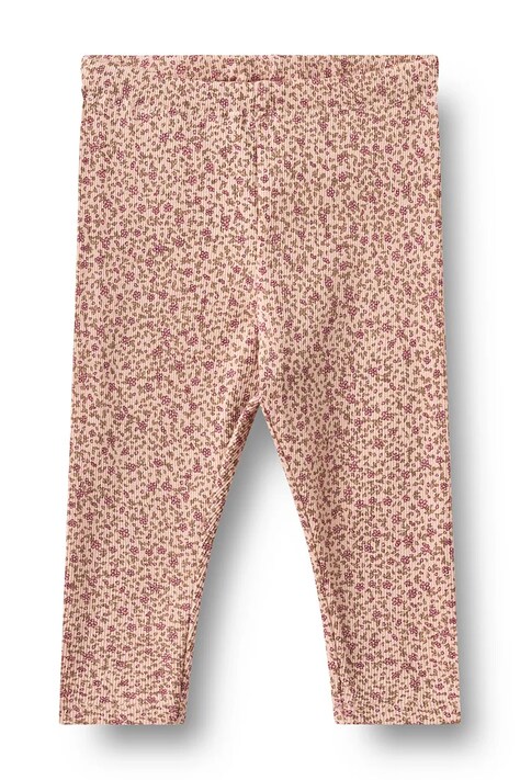 Wheat Legginsy niemowlęce bawełniane różowe regular waist 4853-178a-GOTS