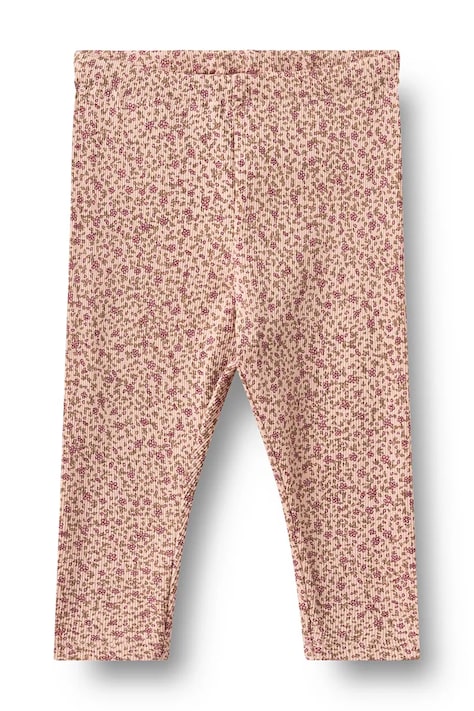Wheat Legginsy niemowlęce bawełniane różowe regular waist 4853-178a-GOTS