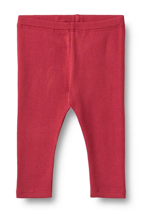 Wheat Legginsy niemowlęce bawełniane czerwone regular waist 4853-006-GOTS