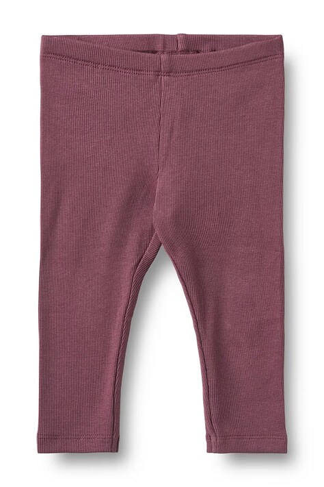 Wheat Legginsy niemowlęce bawełniane fioletowe regular waist 4853-006-GOTS