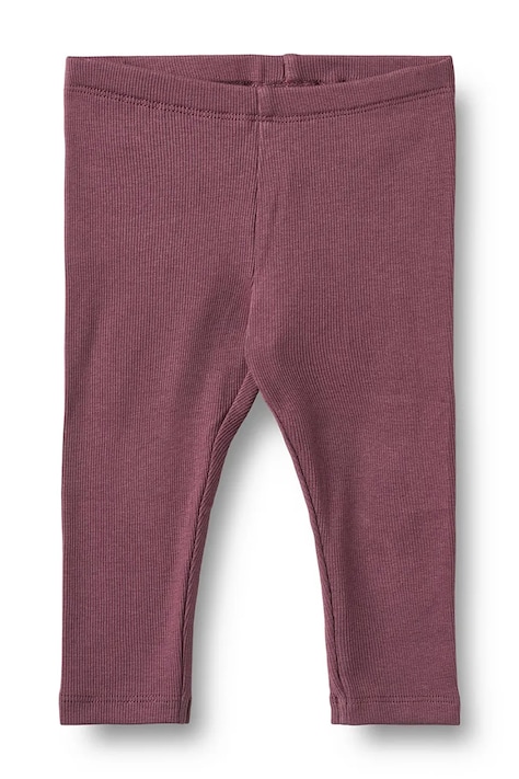Wheat Legginsy niemowlęce bawełniane fioletowe regular waist 4853-006-GOTS