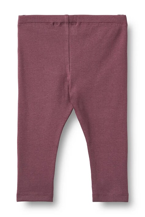 Wheat Legginsy niemowlęce bawełniane fioletowe regular waist 4853-006-GOTS