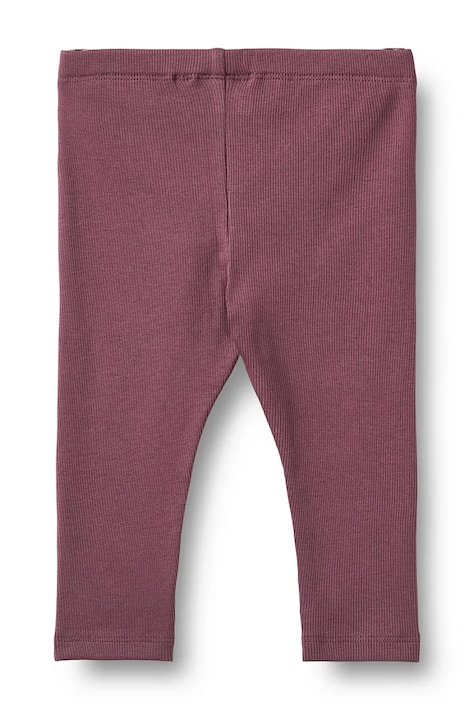 Wheat Legginsy niemowlęce bawełniane fioletowe regular waist 4853-006-GOTS