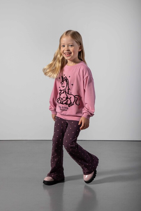 Coccodrillo Legginsy dziecięce bawełniane z elastanem bordowe high waist WINTER COSY GRIL KIDS