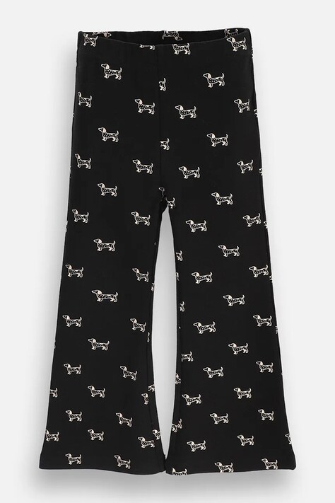 Coccodrillo zvonové kalhoty dětské bavlněné s elastanem černé regular waist TINNY TROUBLE GIRL KIDS