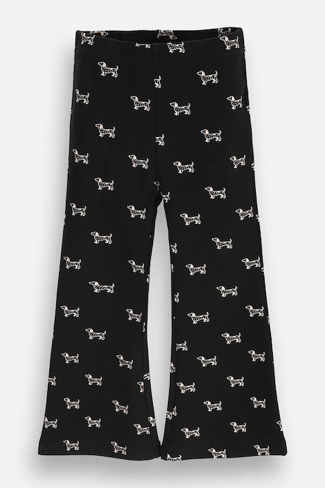 Coccodrillo zvonové kalhoty dětské bavlněné s elastanem černé regular waist TINNY TROUBLE GIRL KIDS