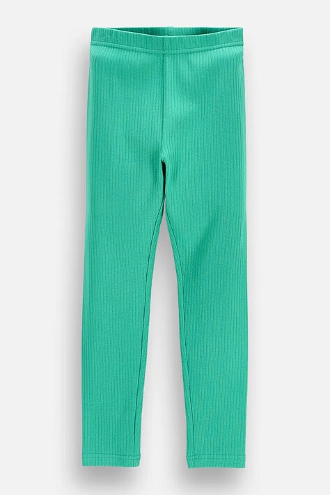 Coccodrillo legginsy dziecięce bawełniane z elastanem zielone regular waist ACADEMY GIRL KIDS