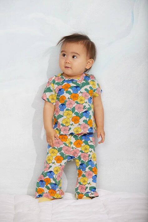 Mini Rodini Legginsy dziecięce bawełniane z elastanem Violas multicolor regular waist 26730107