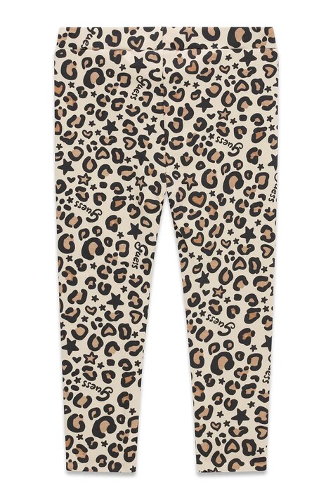 Guess Legginsy dziecięce bawełniane z elastanem beżowe regular waist K6BB04 K5888