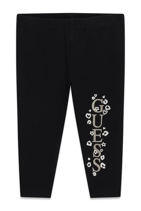 Guess Colanți pentru copii din bumbac cu elastan negri K6BB02 K5884