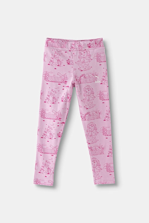 Puma legginsy dziecięce z bawełną PUMA X DORA Leggings różowe high waist 637621