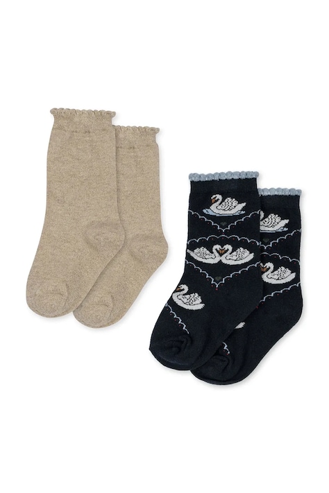 Konges Sløjd skarpety dziecięce 2 PACK JACQUARD SWAN SOCKS granatowe KS107620
