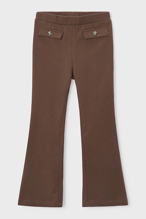 Mayoral legginsy dziecięce bawełniane z elastanem brązowe regular waist 4731