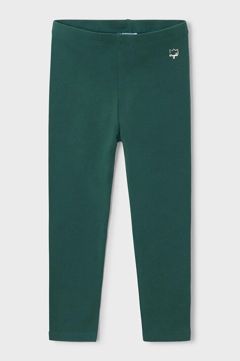Mayoral legginsy dziecięce bawełniane z elastanem zielone regular waist 717
