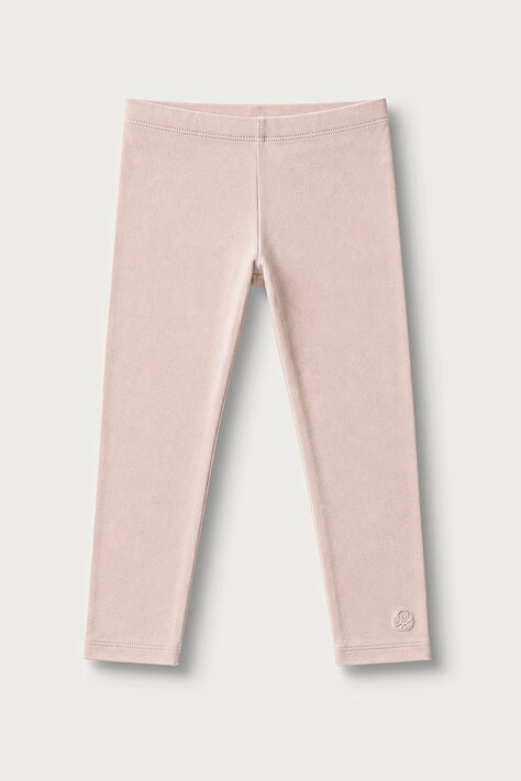 United Colors of Benetton Legginsy dziecięce bawełniane z elastanem różowe regular waist 3MT1GF01L