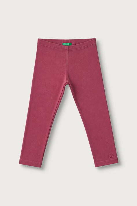 United Colors of Benetton Legginsy dziecięce bawełniane z elastanem różowe regular waist 3MT1GF01L