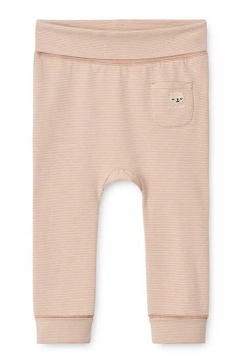Liewood Legginsy niemowlęce bawełniane z elastanem Syon Grow Baby Leggings różowe regular waist LW20780