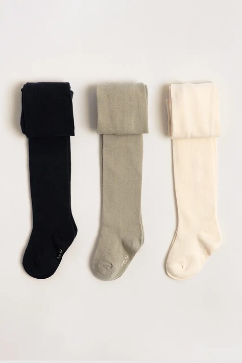 Konges Sløjd Rajstopy dziecięce 3-PACK TIGHTS beżowe KS105639