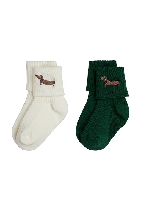 Mini Rodini skarpety dziecięce Dog 2-pack zielone 26760114