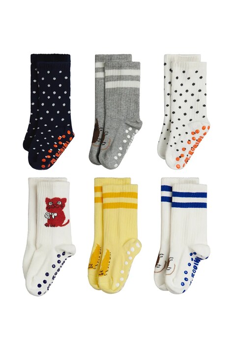Mini Rodini skarpety dziecięce Kitten 6-pack białe 26760101