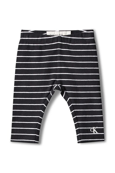 Calvin Klein Jeans Spodnie niemowlęce bawełniane z elastanem czarne regular waist LVCKFJC36N