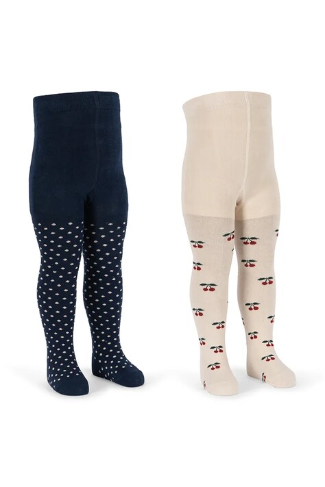 Konges Sløjd Hlačne nogavice otroške 2 PACK CHERRY DOT TIGHTS bež KS105831