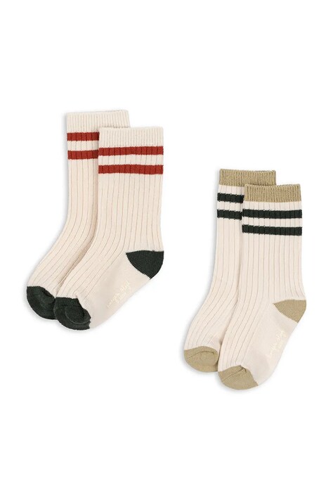 Konges Sløjd Skarpety dziecięce 2 PACK RIB SOCKS 2-pack beżowe KS105853