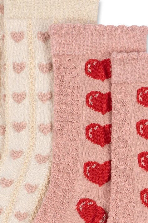 Konges Sløjd Skarpety dziecięce 2 PACK HEART JAQUARD SOCKS różowe KS105841
