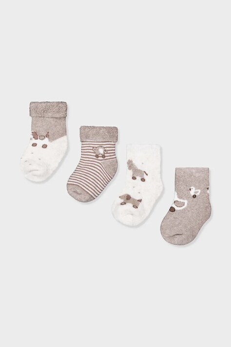 Mayoral Newborn Skarpety niemowlęce 4-pack beżowe 9107