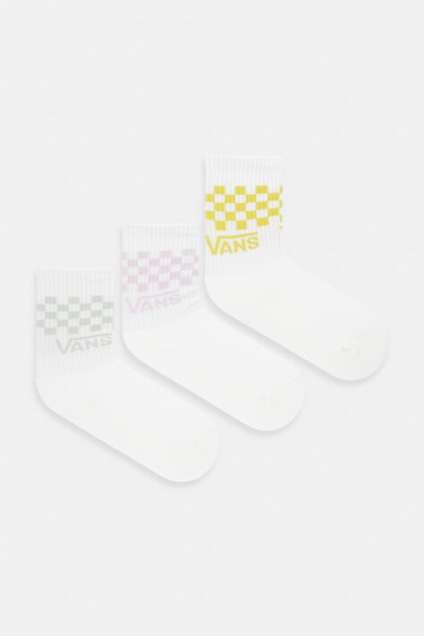 Vans skarpety dziecięce Classic Check Crew 3-pack białe VN000Q1QGRV1