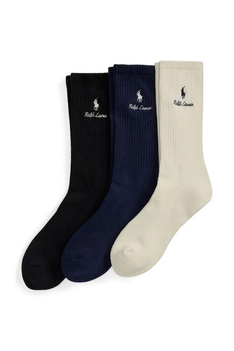 Polo Ralph Lauren Skarpety z bawełną męskie 3-pack czarne 449P22342