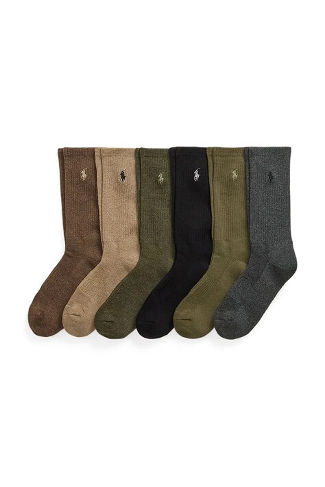 Polo Ralph Lauren Skarpety z bawełną męskie 6-pack brązowe 449958847