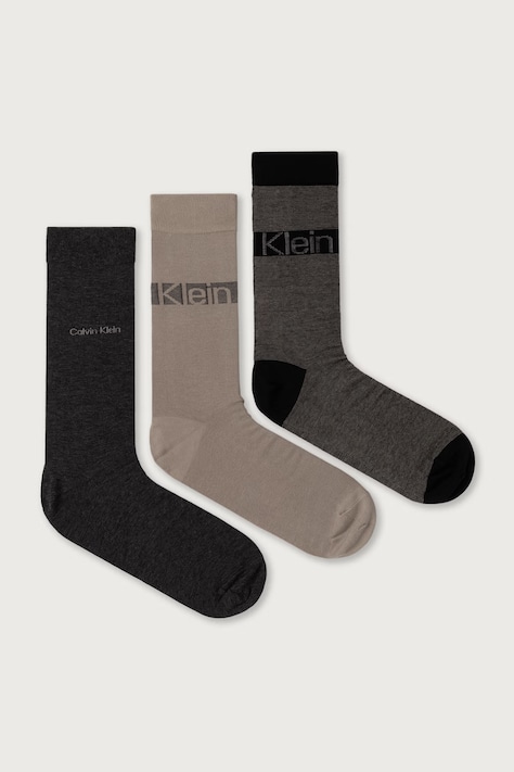 Calvin Klein Nogavice moške paket 3 kosov sive 701241208