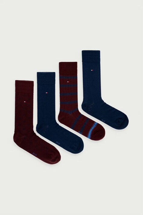 Tommy Hilfiger Skarpety męskie z bawełną 4-pack bordowe 701244104