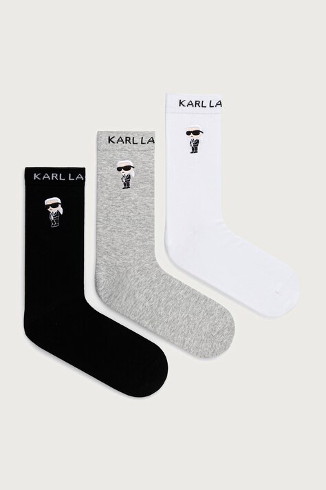 Karl Lagerfeld čarape za žene 3-pack bijele A4M47045