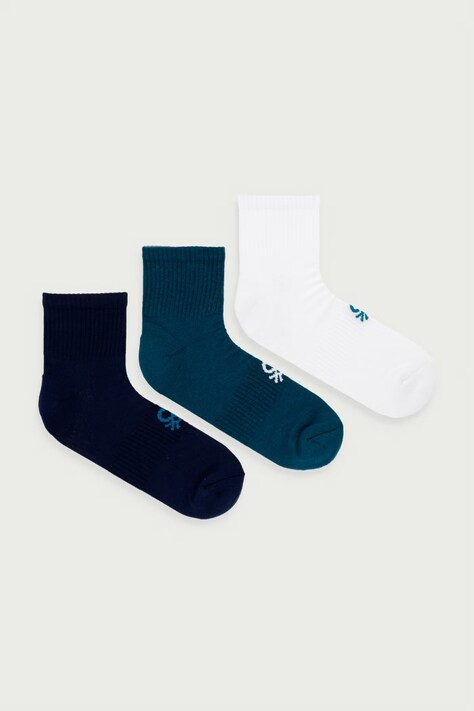 United Colors of Benetton Skarpety męskie z bawełną 3-pack czarne 6GB9V700S