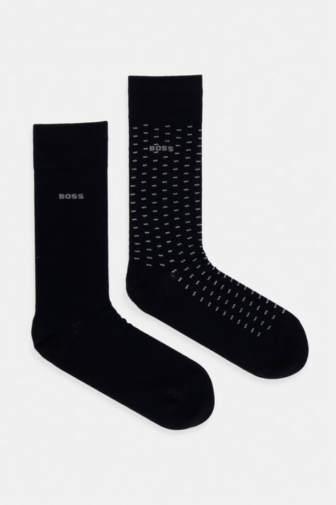 BOSS ponožky pánské s bavlnou 2P RS Minipattern 2-pack černé 50564502