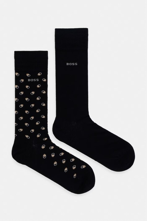 BOSS Čarape za muškarce s pamukom 2P RS Minipattern 2-pack crne 50564501