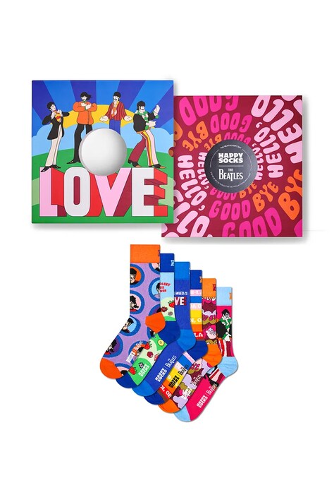 Happy Socks Skarpety z bawełną x BEATLES 6-pack multicolor P006630